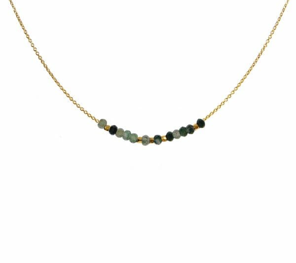 Mas Jewelz necklace 3/4 facet Moss Agate Gold
