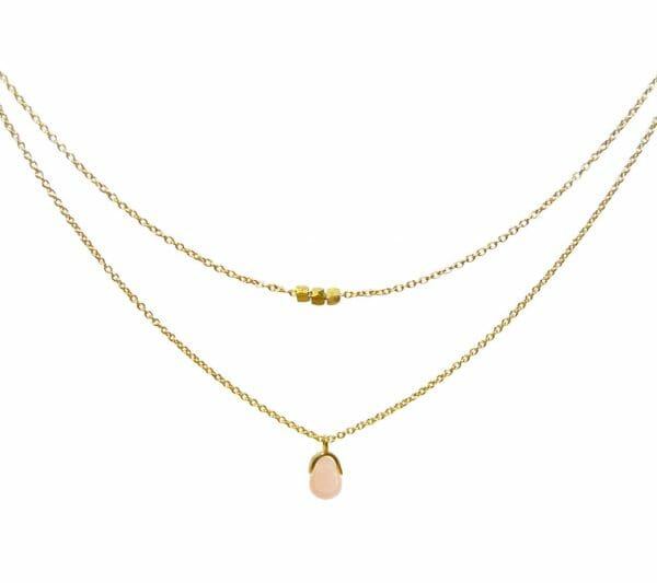 Mas Jewelz necklace Bail double Pink Opal Gold