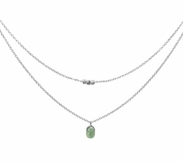 Mas Jewelz necklace Bail double Moss Agate Silver